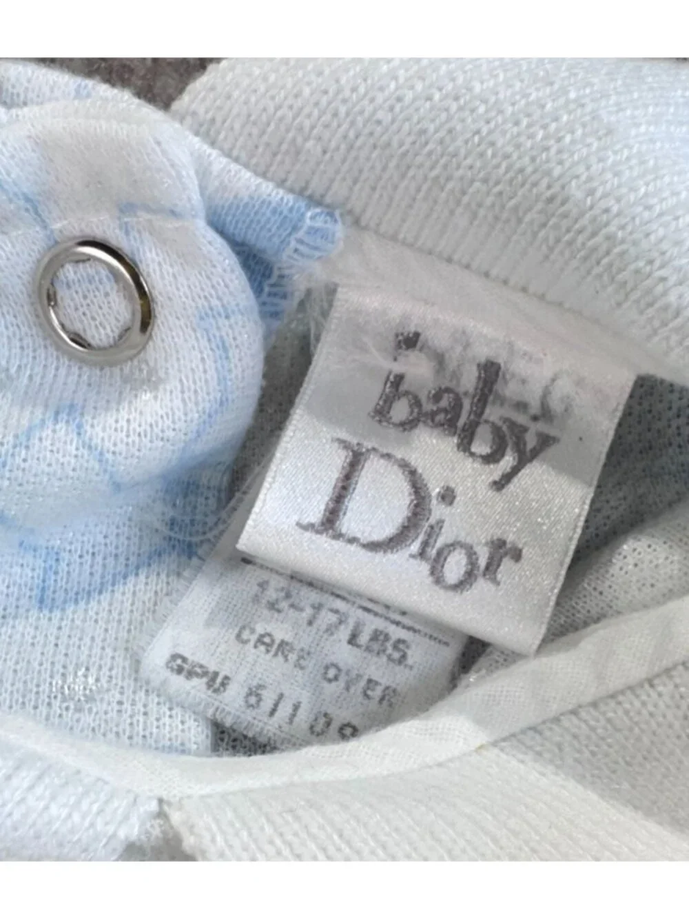 Baby Dior Blue Footed Sleeper Scottie Dog Print Medium 12-17 Lbs. USA